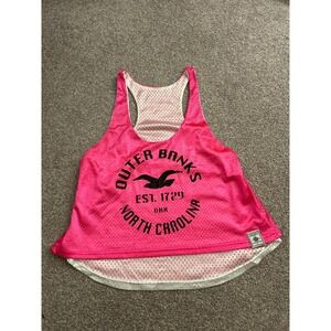 Exist Tank Top Womens Large Pink Excellent Outer Banks NC Mesh Racerback Crop